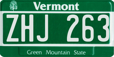 VT license plate ZHJ263