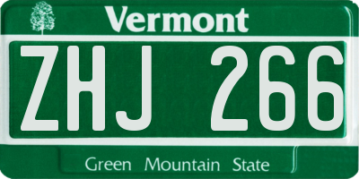 VT license plate ZHJ266