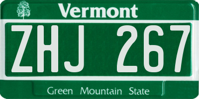 VT license plate ZHJ267
