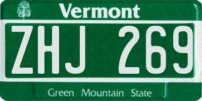 VT license plate ZHJ269