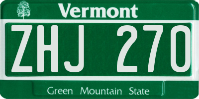 VT license plate ZHJ270