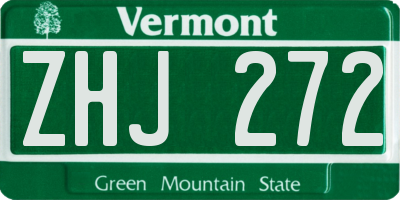 VT license plate ZHJ272