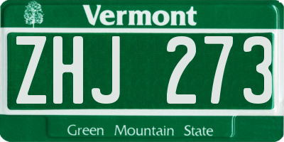 VT license plate ZHJ273