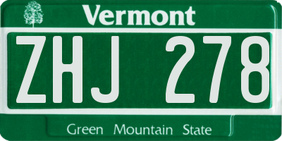 VT license plate ZHJ278