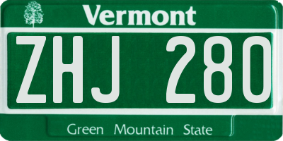 VT license plate ZHJ280