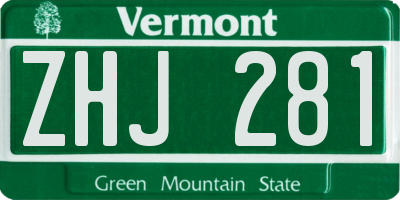VT license plate ZHJ281