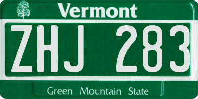 VT license plate ZHJ283