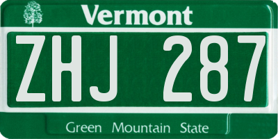 VT license plate ZHJ287