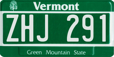 VT license plate ZHJ291