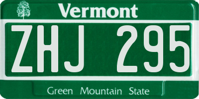 VT license plate ZHJ295