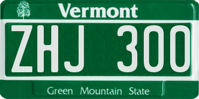 VT license plate ZHJ300