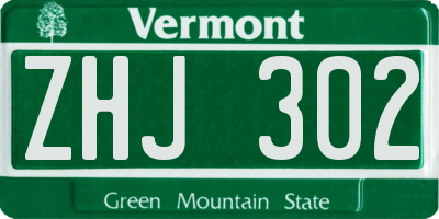 VT license plate ZHJ302
