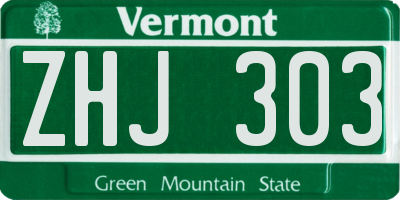 VT license plate ZHJ303