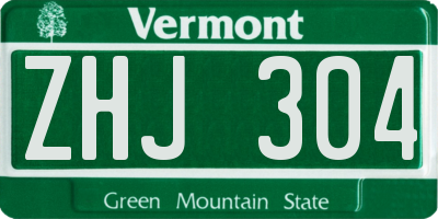 VT license plate ZHJ304