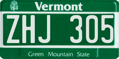 VT license plate ZHJ305