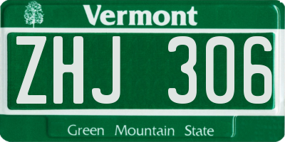 VT license plate ZHJ306