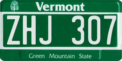 VT license plate ZHJ307