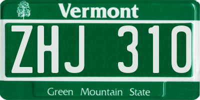 VT license plate ZHJ310