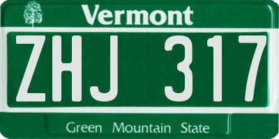 VT license plate ZHJ317
