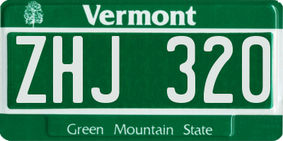 VT license plate ZHJ320