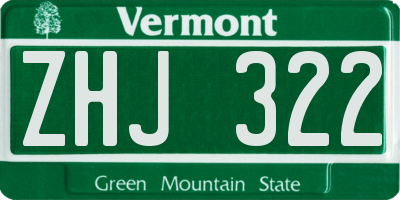 VT license plate ZHJ322