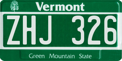 VT license plate ZHJ326