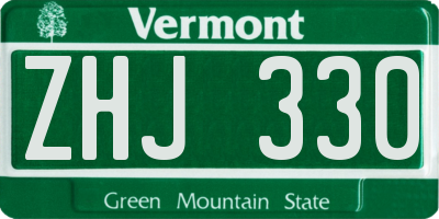 VT license plate ZHJ330