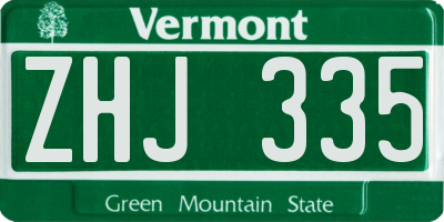 VT license plate ZHJ335