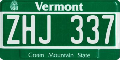 VT license plate ZHJ337