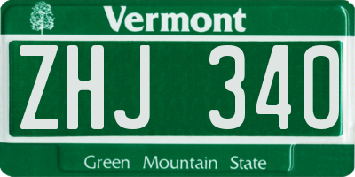 VT license plate ZHJ340
