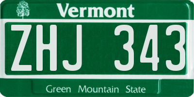 VT license plate ZHJ343