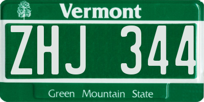 VT license plate ZHJ344