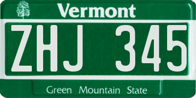 VT license plate ZHJ345