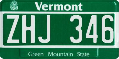 VT license plate ZHJ346