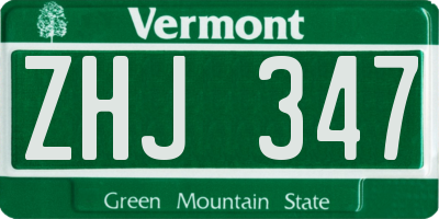 VT license plate ZHJ347