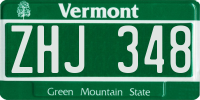 VT license plate ZHJ348