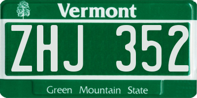VT license plate ZHJ352