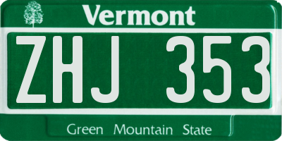VT license plate ZHJ353