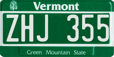 VT license plate ZHJ355