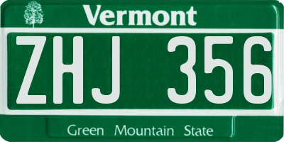 VT license plate ZHJ356