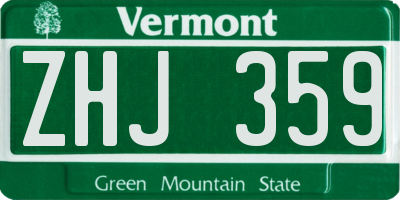 VT license plate ZHJ359