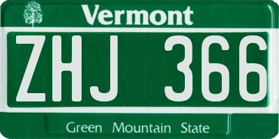 VT license plate ZHJ366