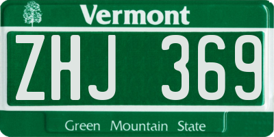 VT license plate ZHJ369