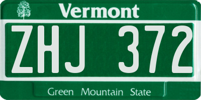 VT license plate ZHJ372