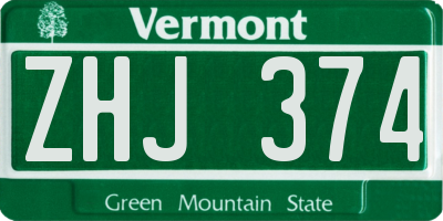 VT license plate ZHJ374