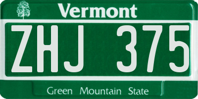 VT license plate ZHJ375