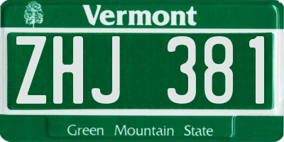 VT license plate ZHJ381