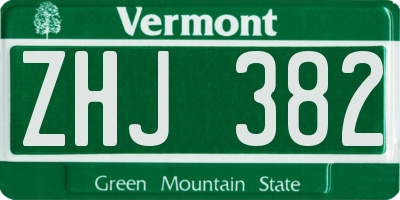 VT license plate ZHJ382