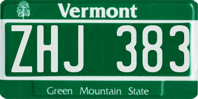 VT license plate ZHJ383
