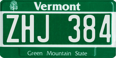 VT license plate ZHJ384
